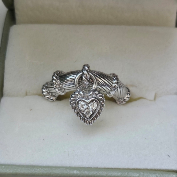 Judith Ripka hearth dangle Ring size 4.5Silver 925 - Picture 4 of 6
